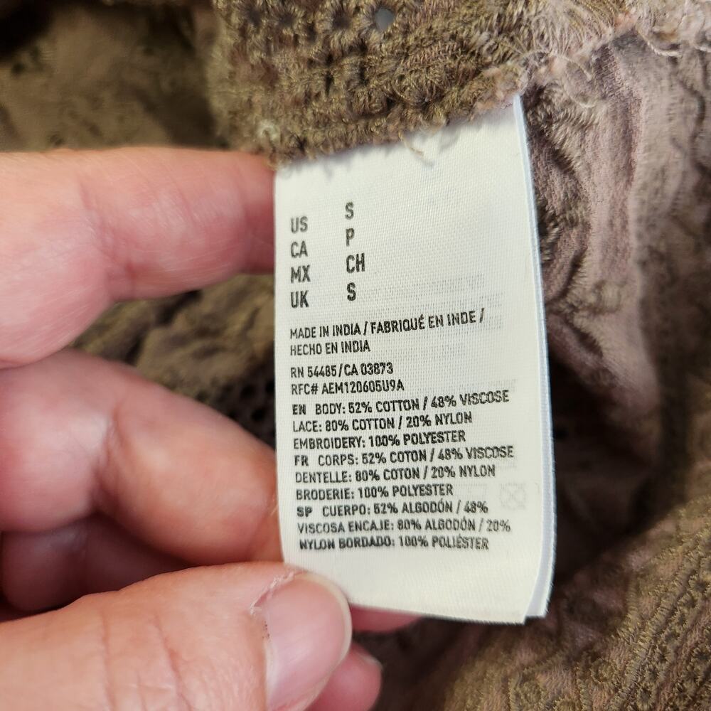 AMERICAN EAGLE Tank Blouse Women Small Light Chocolate Brown Lace Floral Crochet - Picture 5 of 10